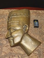 Retro súlyos tömör bronz egyiptomi Nefertiti fali szobor kép 1,6Kg lakás dekoráció a8