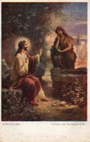 Képeslap: Hans Zatzka. nők, virágok.