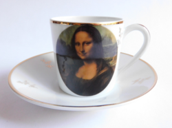 Limoges-i mokkás szett Mona Lisa portréjával