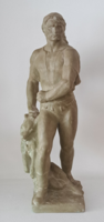 Grantner Jenő: Toldi a farkassal - terrakotta szobor, 36 cm