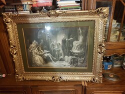 Antik litographia  Benvenuto Cellini után- Fontainebleauban-( I.Ferenc-nél )- antik hatásu--keretben