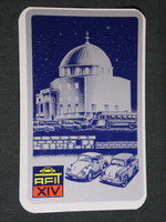 Kártyanaptár,AFIT,14.sz autójavító ,Pécs, grafikai rajzos,Ikarus busz, Trabant autó, 1980 ,   (2)