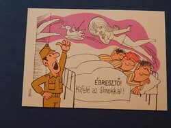 Humoros képeslap - Ejtőernyős Világbajnokság bélyegzéssel - 1974. Szolnok