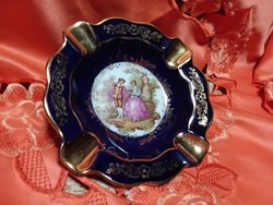 Limoges, francia porcelán  aranyozott hamutartó,  hamutál