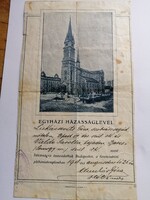 Egyházi házasságlevél 1918