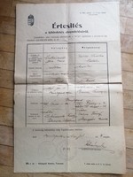 Értesítő házasság kihirdetéséről 1918