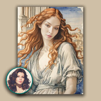 Portré saját fotód alapján Botticelli stílusában egyedi giclée - 50x40 cm - vászon feszítőkereten