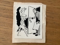 Toncz Tibor eredeti karikatúrája 7,8 x 9,5 cm