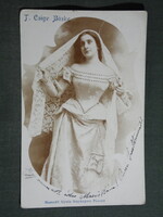 Képeslap,Csige Böske színésznő,Hamedli Gyula fényképész kiadás,Pécs,1908-