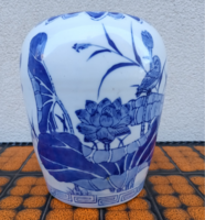 Porcelán kinaí  kék váza,  kaspó ALKUDHATÓ
