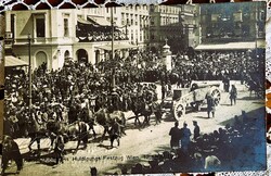 1908 Ferenc József császár uralkodásának 60. évfordulója alkalmából rendezett felvonulás fotó lap