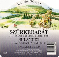 Boros címke: Badacsonyi Szürkebarát.