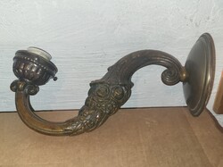 Hibátlan antik bronz falikar, porcelán-réz foglalattal