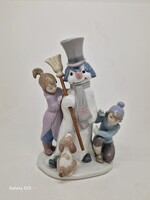 Lladro Porcelain Figure Snowman with Children 5713 21cm