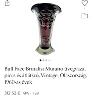 Muranoi italy  figurális üveg váza ritka,  brutalista design ALKUDHATÓ