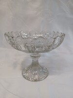 Öntött üveg talpas kínáló, asztalközép