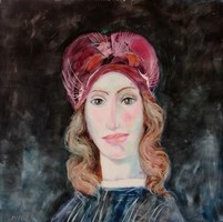 Szász Endre stílusban festett  - NAGY 45x45cm