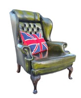 A951 Eredeti Angol antik chesterfield füles bőr fotel