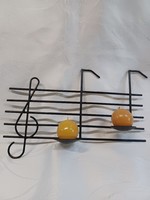 Fém retro fali gyertyatartó, hangjegyes mintával