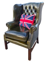 A949 Eredeti Angol antik chesterfield füles bőr fotel