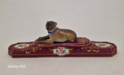 Meisseni porcelán pug papírnehezék 19.század antik 19.5cm