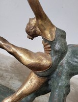 Jelzett, művészi bronz szoborasztal, dohányzóasztal olasz, Nicola Voci