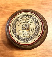 Antik fém, pléh régi púderes dobozka, L. Leichner Berlin Perfumeria - Fettpuder Weiss Berlin