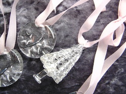 Üveg fenyőfa és hold/csillag karácsonyfadíszek