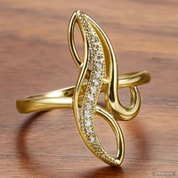 GOLD FILLED = ARANYAL TÖLTVE, CIRKÓNIA KÖVES GYŰRŰ 18 KARÁTOS ARANNYAL