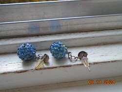 Vintage csillogó csiszolt kék köves Shambala gönggyel,fülbevaló