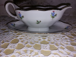 Bavaria szószos porcelán kínáló, szép virág mintával, arany széllel