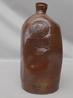 Antik ,kézi korongozású,jelzett,keserűvizes,sómázas palack 1870-1915.Csehországi
