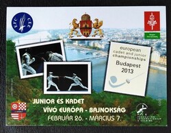 IM1 /  2013 Junior és kadet vívó EB emlékív postatiszta hátoldali sorszámmal