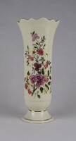 1T321 Zsolnay vajszínű porcelán virágos váza 20.5 cm