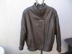 Retro szürke nappa bőr női kabát, blézer 42