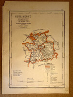Győr vármegye térképe. Hátsek 1880. A magyar szent korona országainak megyei térképei.