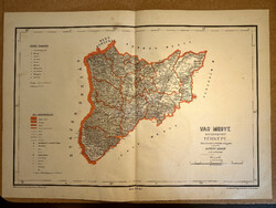 Vas vármegye térképe. Hátsek 1880. A magyar szent korona országainak megyei térképei.