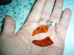 Vintage borostyán fülbevaló ezüst kapoccsal