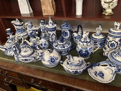 Ritka, Gzhel porcelán gyűjtemény, 19 darabos, hibátlan állapotban eladó!