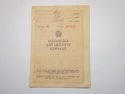 Házassági Anyakönyvi Kivonat 1959. Rákosi korszak