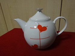 Alföldi porcelán teáskanna, piros szív mintával. Jókai.