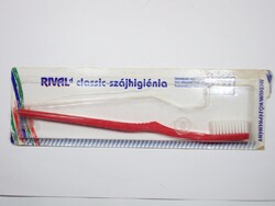 Retro régi piros műanyag fogkefe - Rival márka - használatlan, nem használt - 1990-es évek