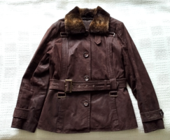 C&A "Yessica" Női sötétbarna bélelt téli bőr dzseki