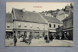 Pécs  - Ferenciek utca , Steiner A. Bayer F. kereskedése és sok üzlet jól láthatóan, régi képeslap