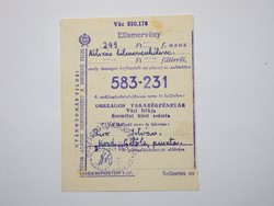 Elismervény Országos Takarékpénztár Váci fiókja - Személyi hitel számla 1965. Kádár korszak