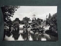 Képeslap,Győr, Rába part, Püspöki palota,látkép, részlet,1958-