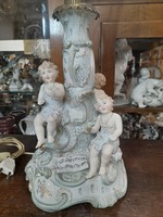 Alt Német,Germany,Zenélő Éneklő Kör Puttós Porcelán Asztali Lámpa.60 cm.