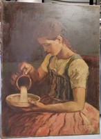 Glatz Oszkár után Heller Dezső festette Fiatal lány életkép