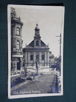 Képeslap,Pécs,Irgalmasok temploma,Zápor József fűszerüzlet, Zsabokorszky mérnők kiadás,1938-