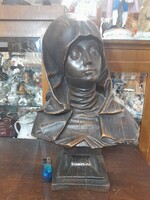 Régi Nagyméretű Vallási Ca.1900 Évek,Terrakotta,Jelzett Madonna, Büszt,Mellszobor Szobor.48.5 cm.